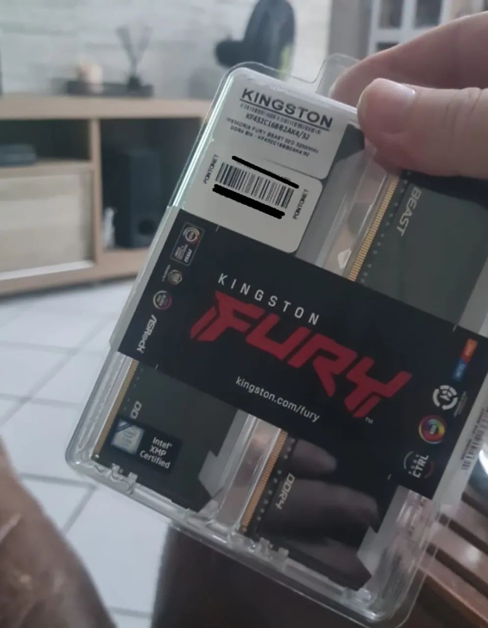 Kit 32gb DDR4 Kingston Fury Beast 3200mhz RGB 4x8 Novas Lacradas