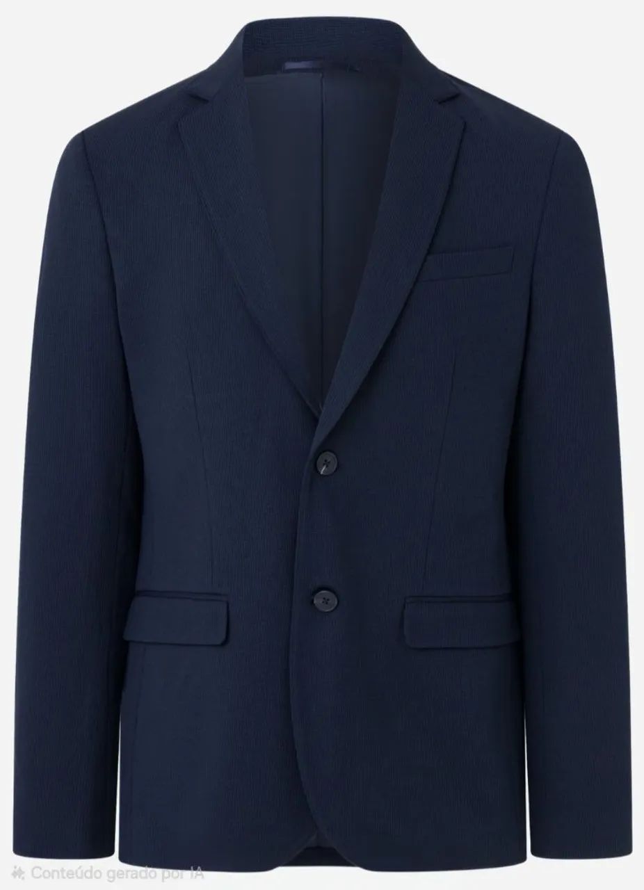 Blazer Marfinno Tricoline Azul Marinho - Foto 2
