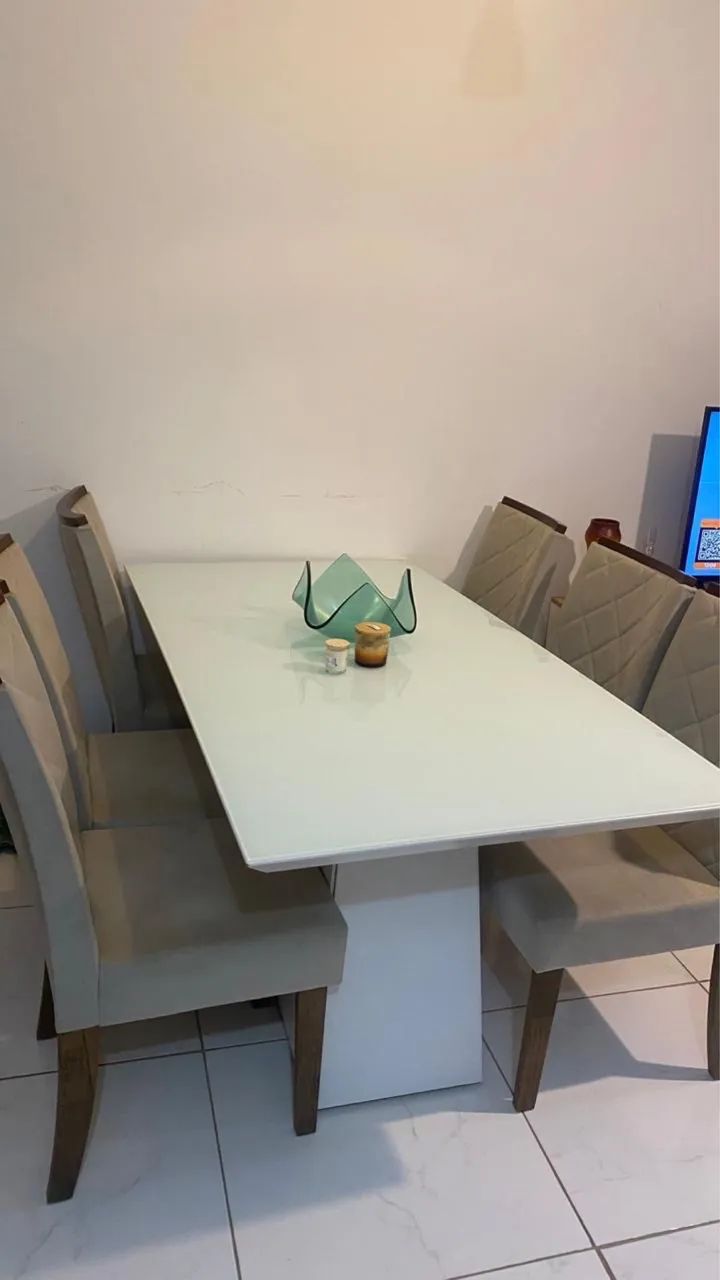 Mesa de Jantar 6 lugares com Tampo de Vidro + 6 cadeiras - Foto 3