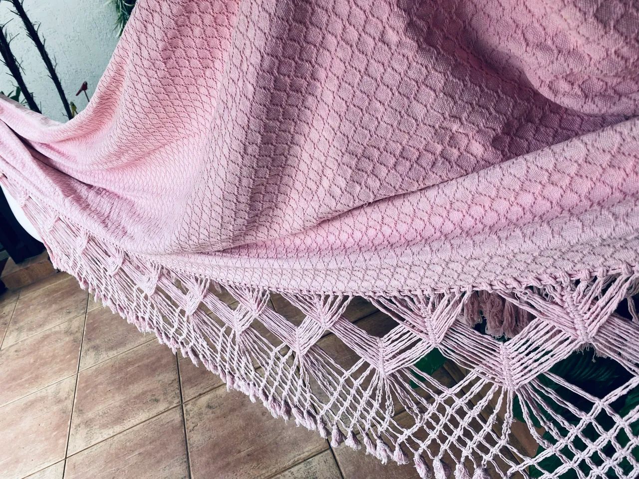Rede de dormir em algodão, cor rosa  - Foto 3