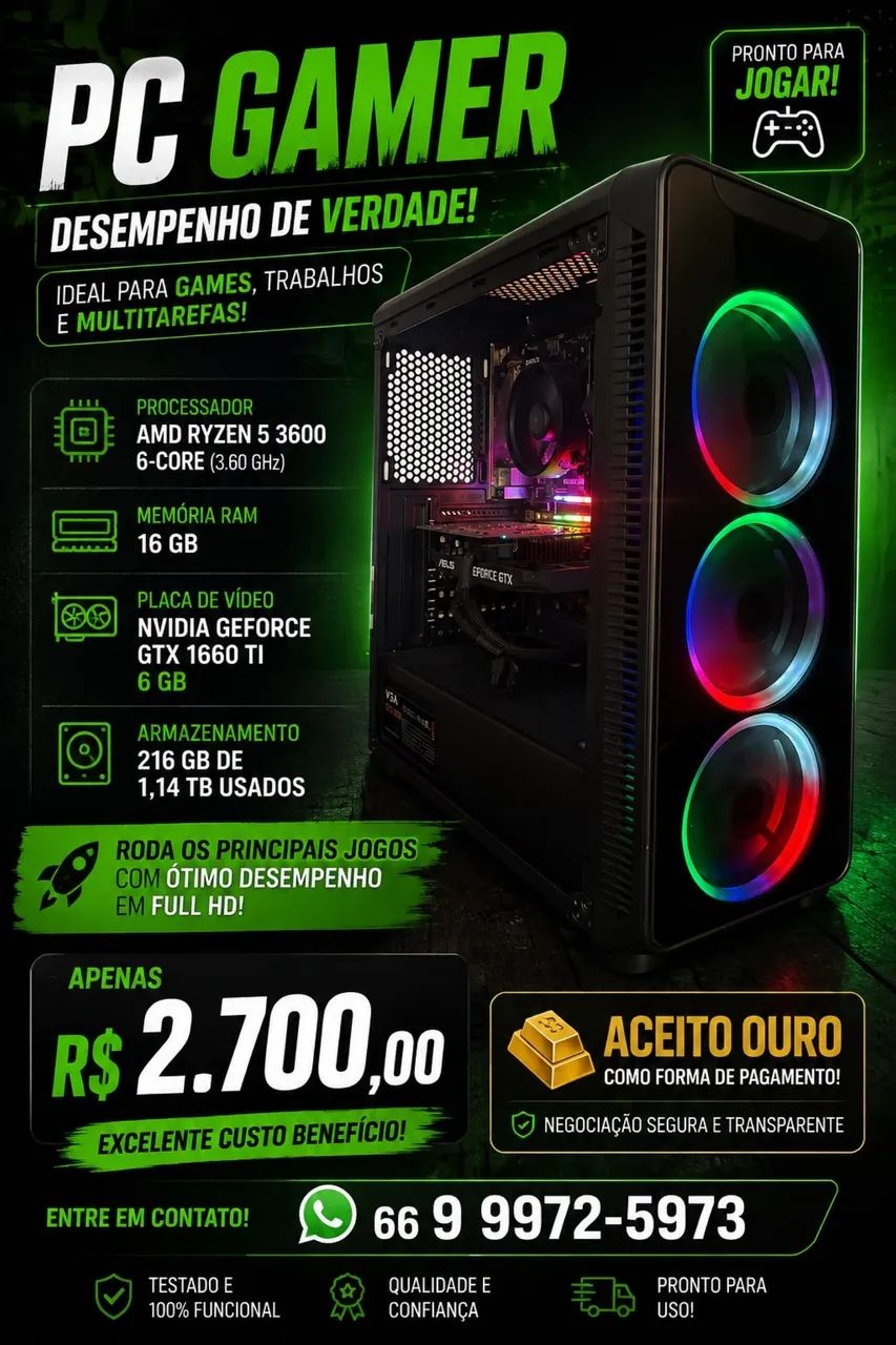 Pc gamer - GTX 1660TI 6GB |  Ryzer 5