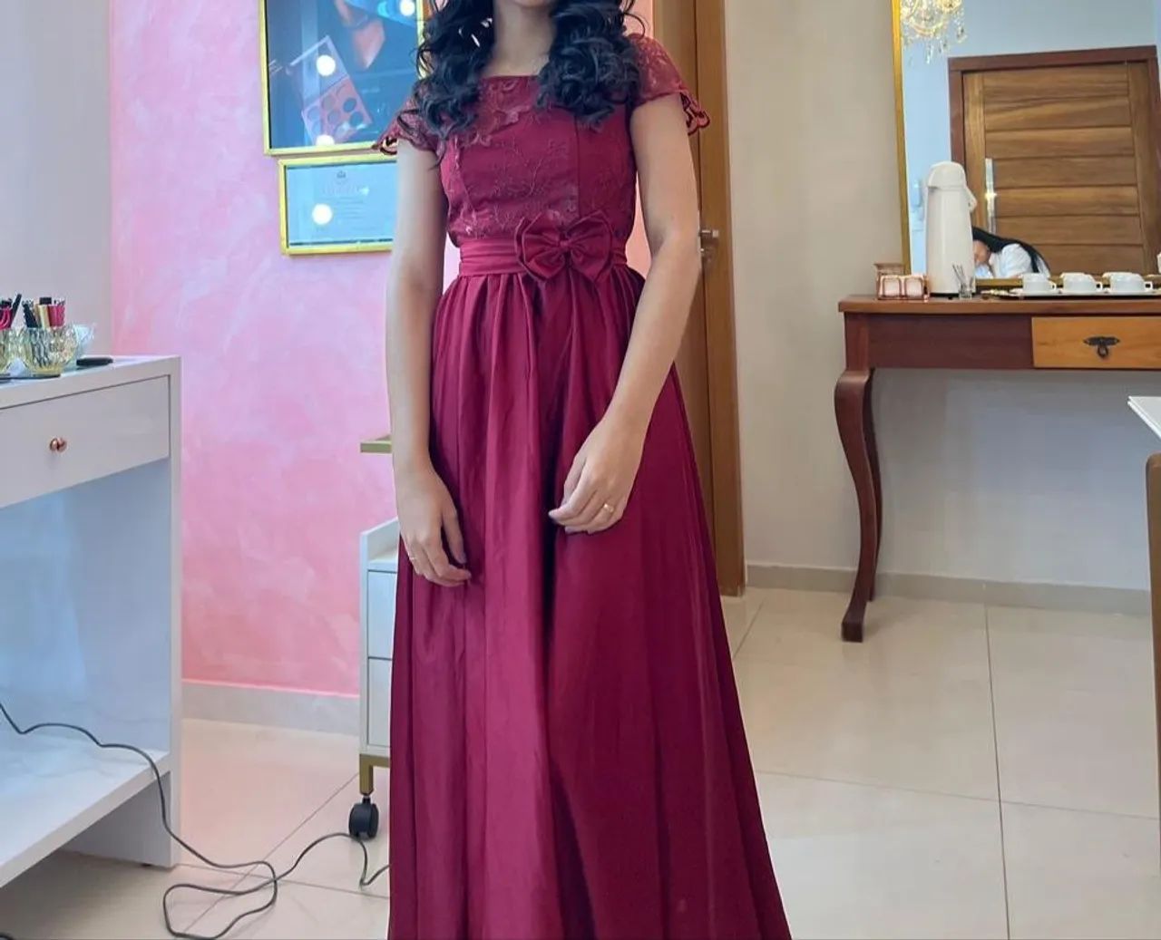 Vestido de festa marsala P