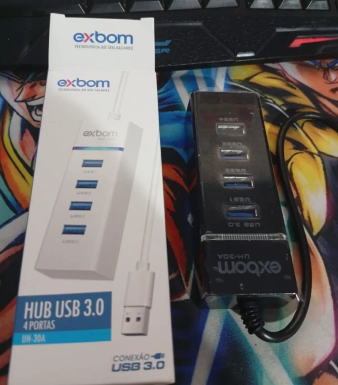 HUB USB 3.0 4 Portas, Com LED, 5.0GB/s, Exbom, Preto - Foto 2