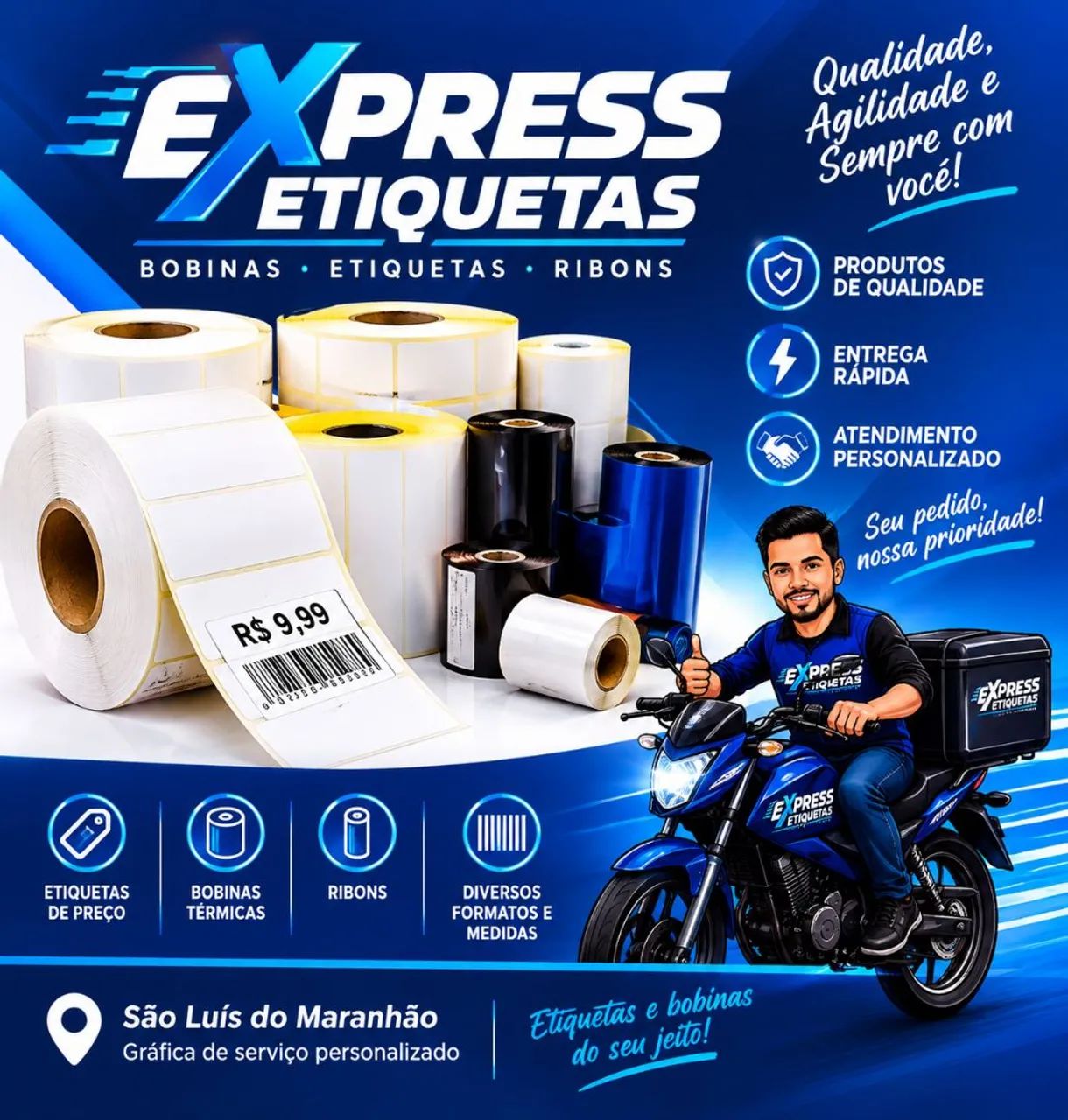Etiquetas e bobinas e acessórios 
