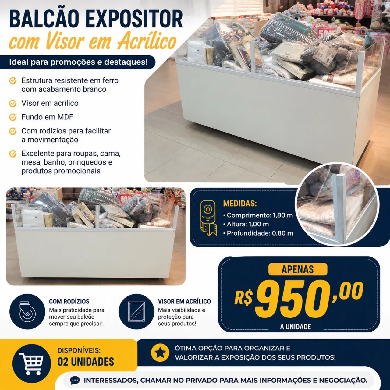? Balcão Expositor com Visor em Acrílico - Ideal para Promoções e Destaques