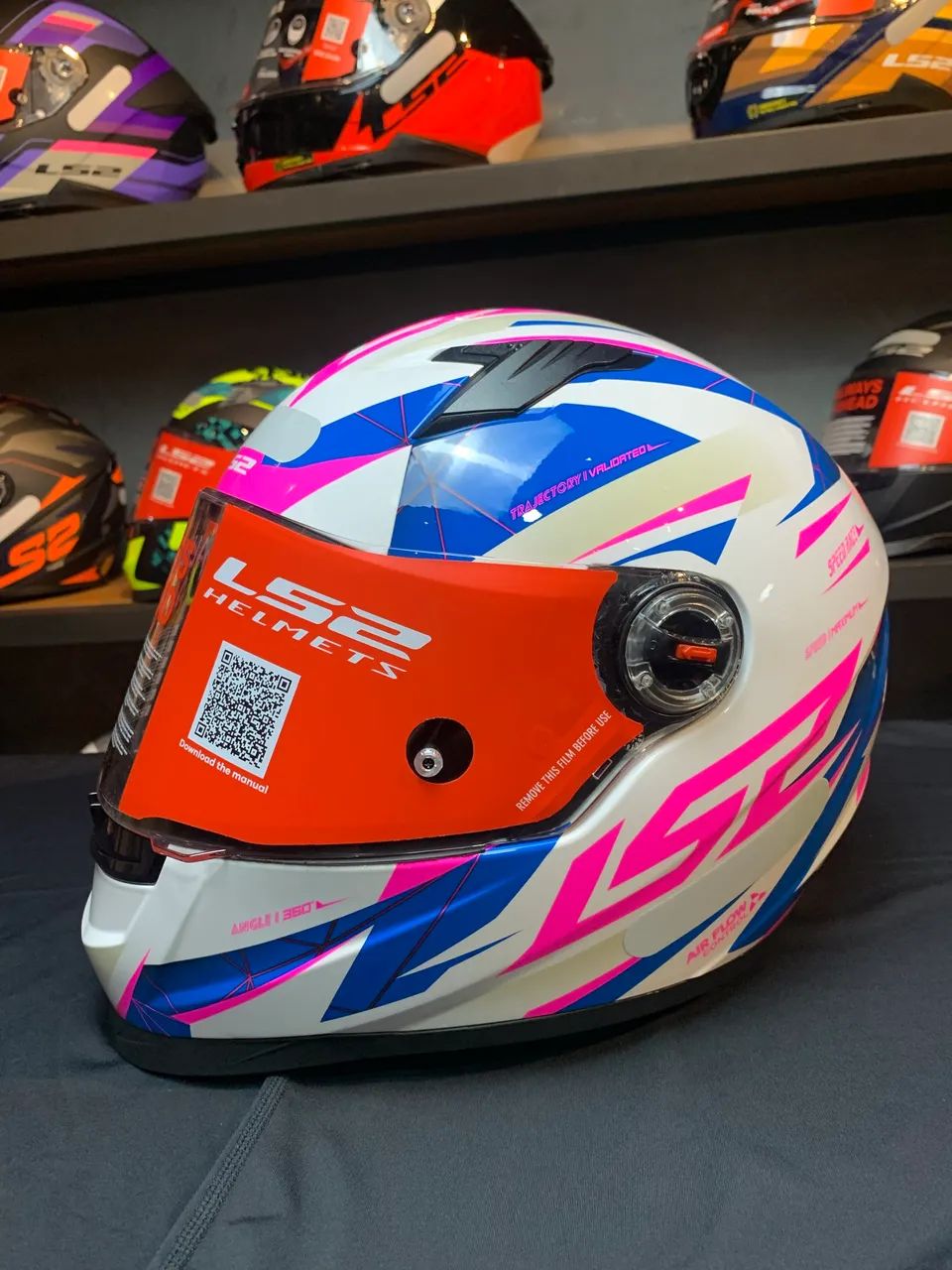 Capacete LS2 Draze Azul/Branco/Rosa