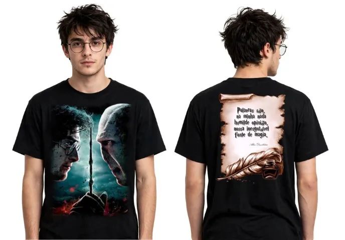 Camisa HARRY POTTER E AS RELÍQUIAS DA MORTE - Foto 3