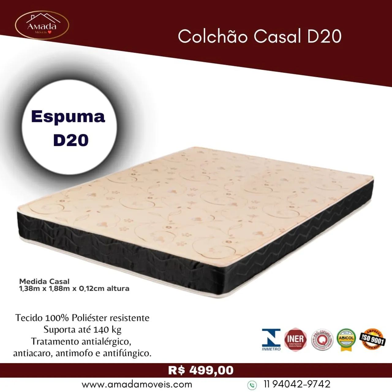 Colchão Casal D20 - à pronta entrega 