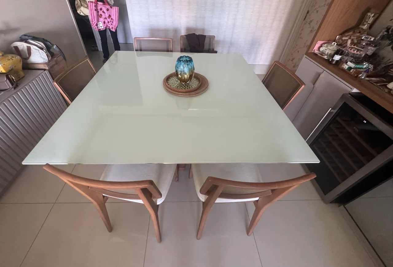 Mesa quadrada com tampo de vidro1.5x1.5m - Foto 3