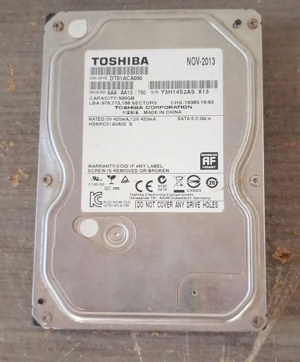 HD Toshiba 500GB SATA 6.0 Gb/s