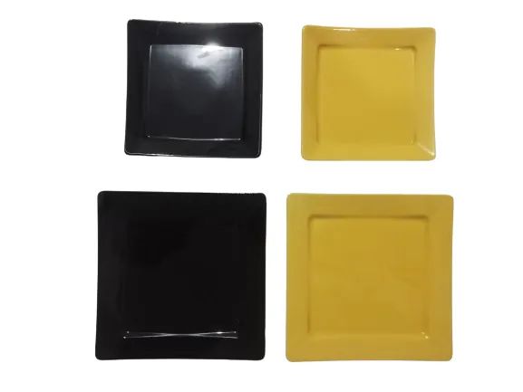 Jogo de pratos em cerâmica quadrado Raso - 24 Peças - Marca Oxford