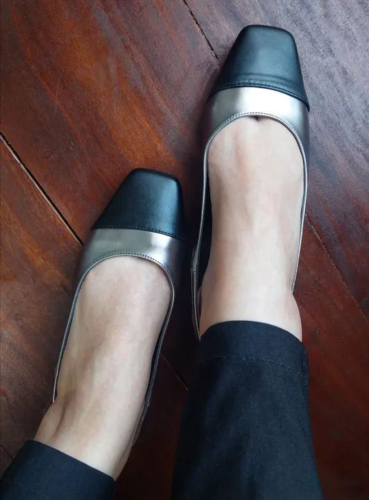 Slingback Prata e Preto - Frete Grátis Sorocaba e Votorantim - Foto 2