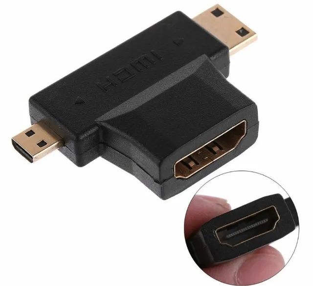 Adaptador 3 Em 1 Hdtv 1080P Micro/Mini Conversor Macho Para Hdmi Fêmea  Arduino COD-CP372 