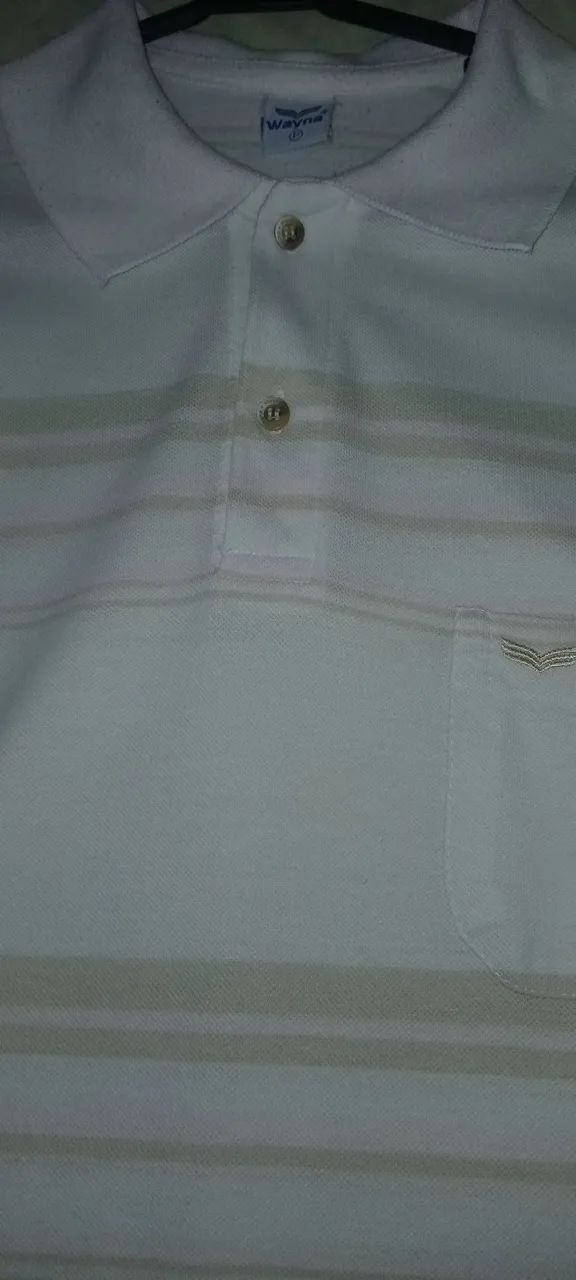 Camisa Polo Listrada Branca - Foto 4