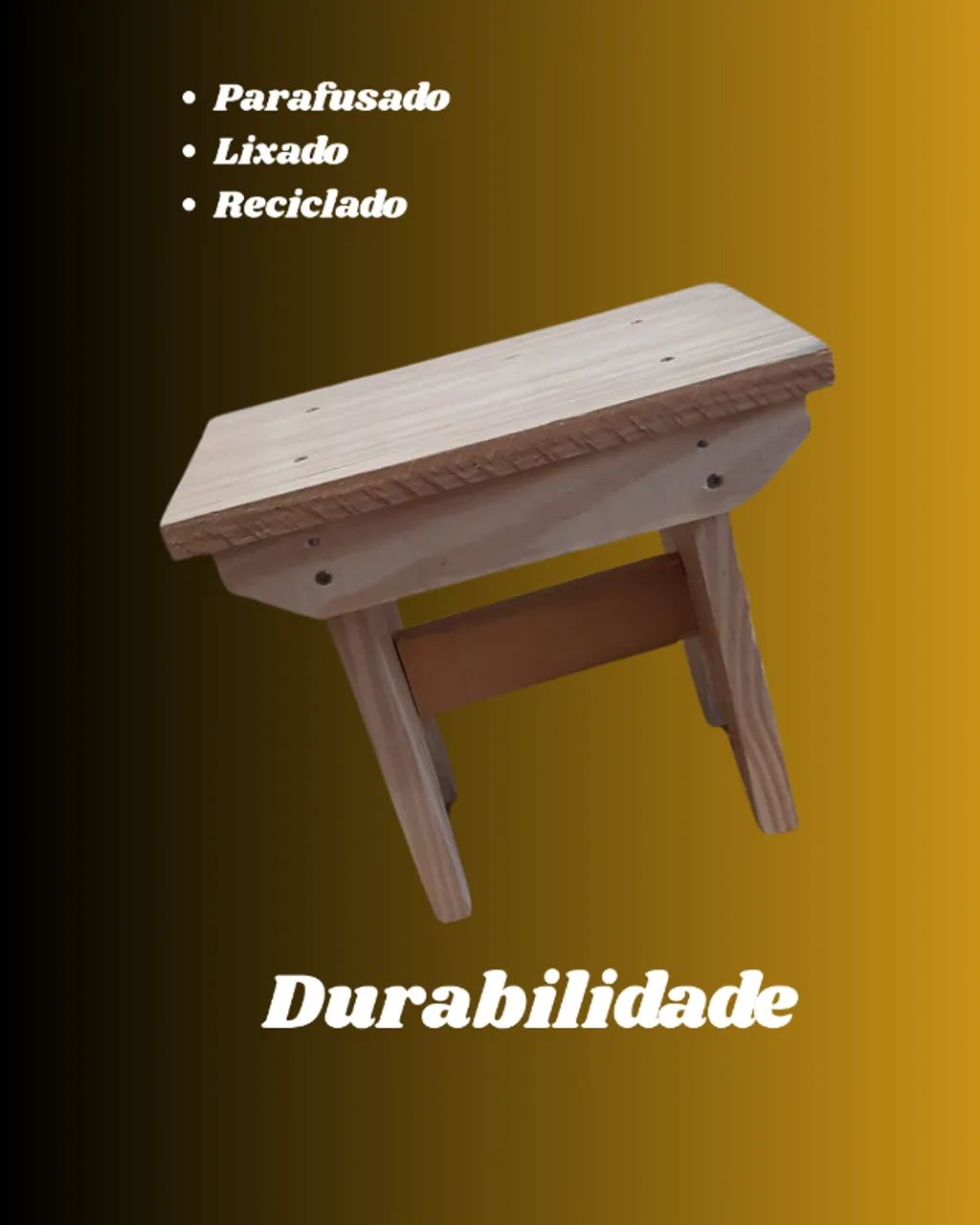 Banquinho de Madeira  Mini  Pallets  Assento - Foto 3