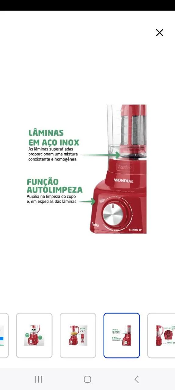 Liquidificador Mondial Turbo 900W - Vermelho - Foto 4