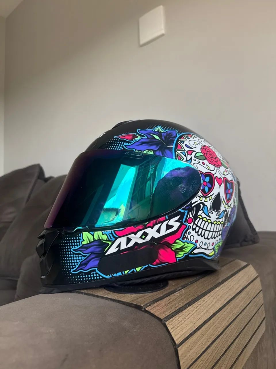Capacete axxis + viseira Camaleão espelhada 