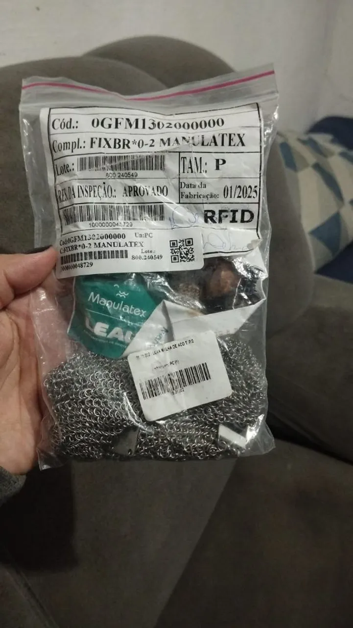 Luva malha de aço ( EPI para proteção de cortes) <br>Tamanho P