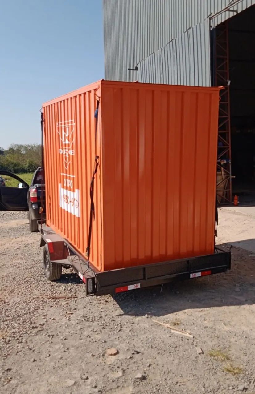 Container Armazenamento Laranja com Trailer