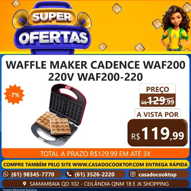 WAFFLE MAKER CADENCE WAF200 220V WAF200-220