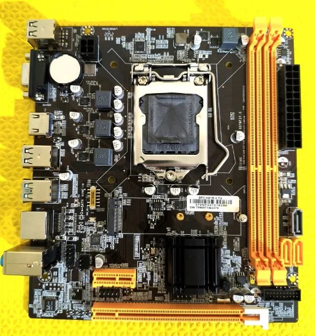 Placa Mãe 1155 H61 Ddr3 i3 i5 i7 2ª e 3ª Geração Rede 1000 Nova
