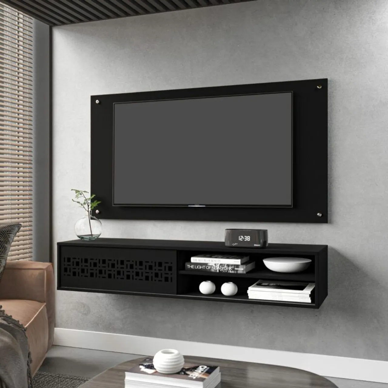 Rack para TV Preto com Prateleira 479,99 entrega grátis!!