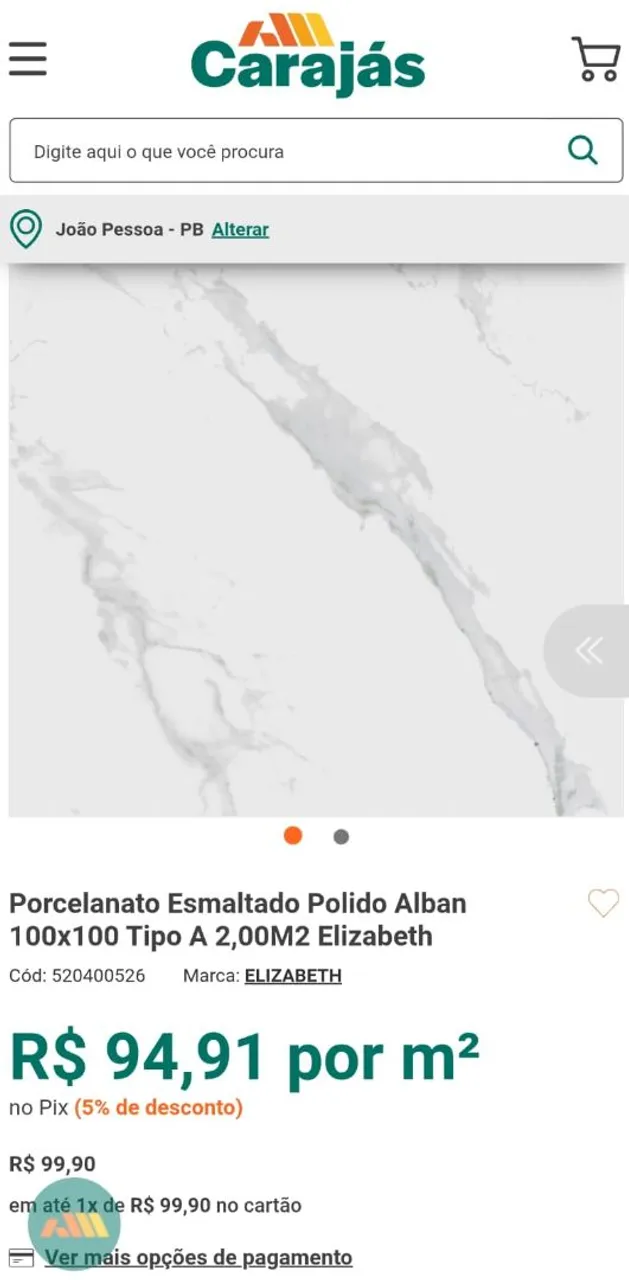 Porcelanato Esmaltado Polido Alban 100x100 Elizabeth