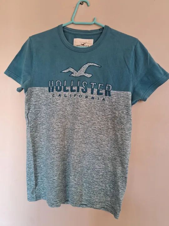 Camiseta Hollister Original - Azul e Cinza