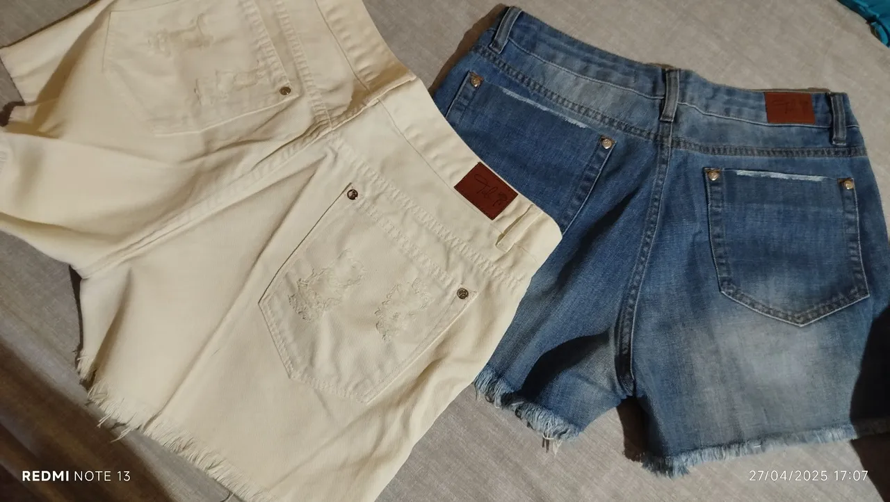 Shorts Jeans e Branco - Tam G marca TOLI