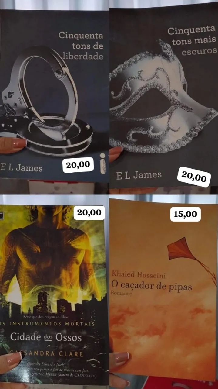Livros Diversos - Cinquenta Tons, Cidade dos Ossos e O Caçador de Pipas