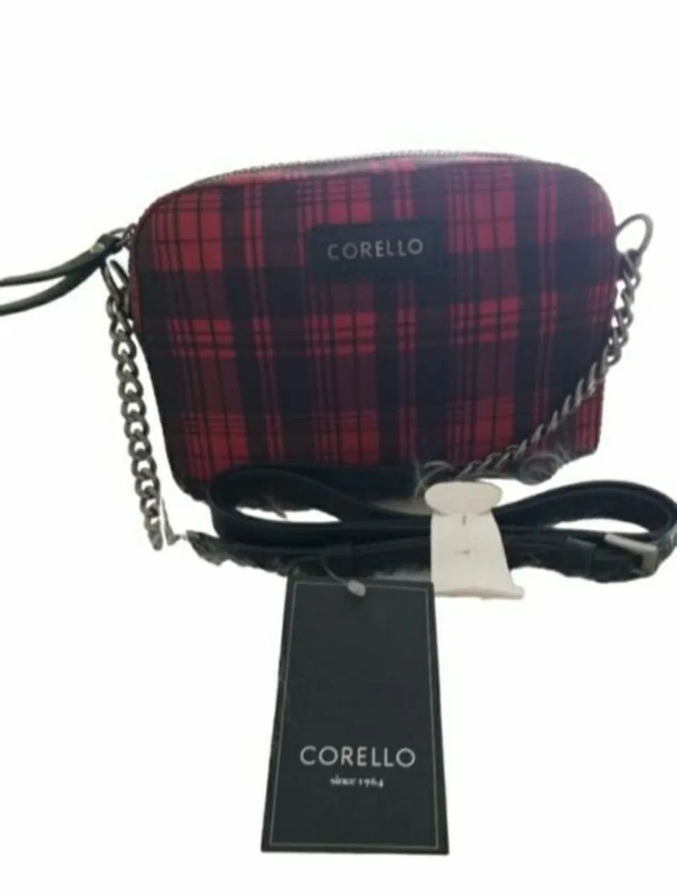 CONJUNTO BOLSA E SCARPIN, EM COURO LEGÍTIMO E TECIDO XADREZ, MARCA CORELLO. - Foto 4