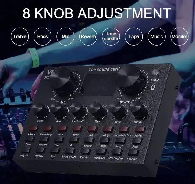 Placa (novo) De Som V8 Plus Com Usb E Bluetooth para Som - laptop - celular - computador