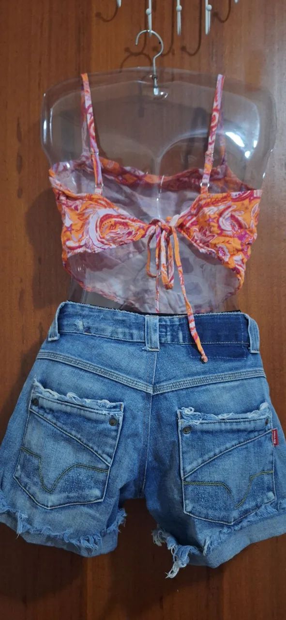 Top cropped Floral de amarrar ajustável - Foto 2