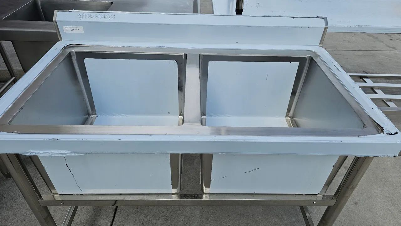 BANCADA INOX 2 CUBAS CENTRAIS 1200X700X850CM (IRIS)