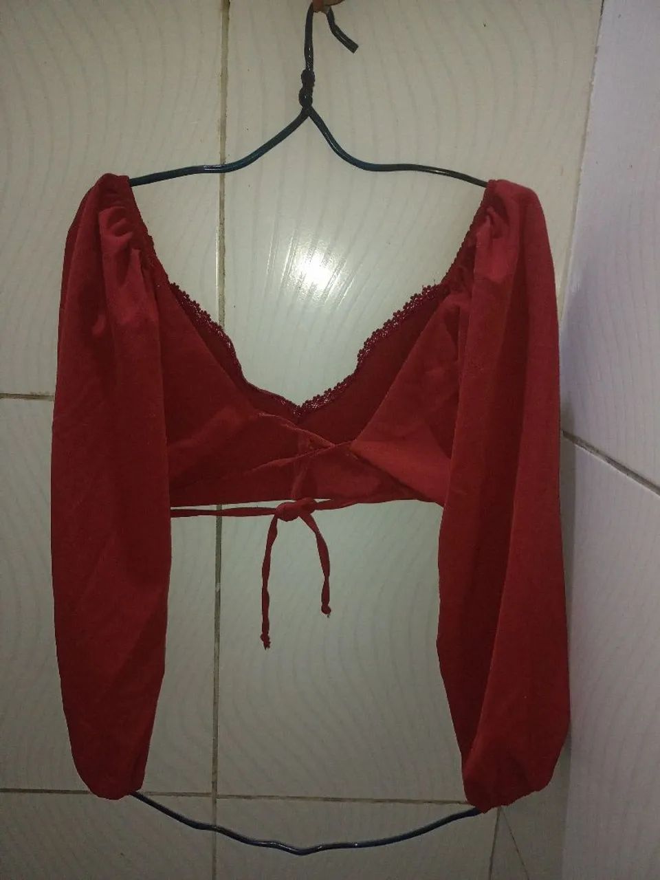 Blusa Cropped  Mangas Bufante Feminino M - Foto 4