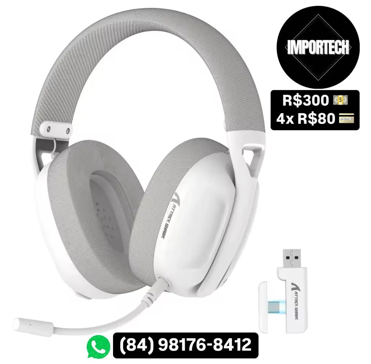 Headset Gamer Attack Shark L80 Tri-mode. @importech_084