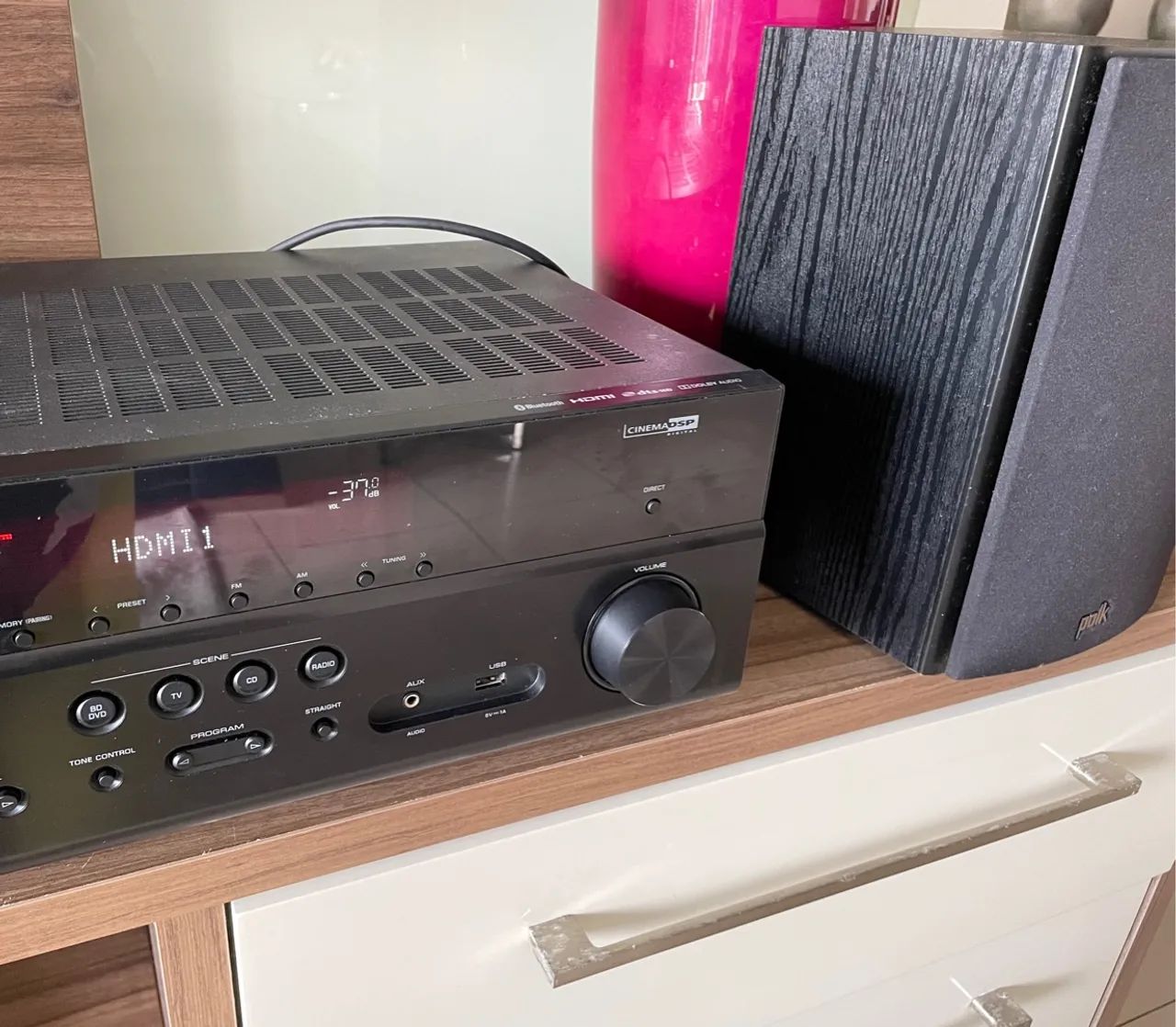 Receiver Yamaha RX-V385 controle remoto original - Foto 2