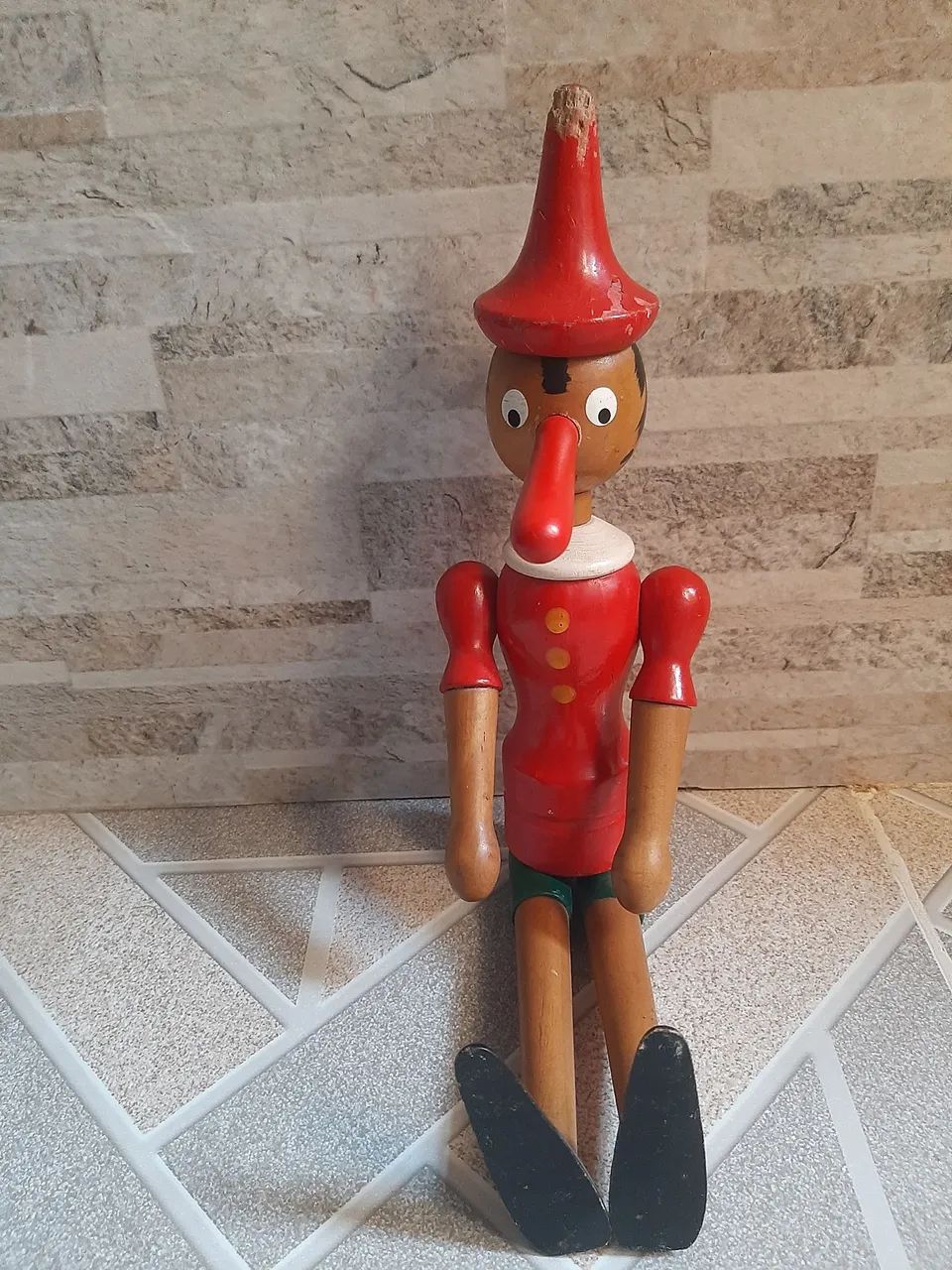 Pinóquio de madeira antigo 40.cm - Foto 4