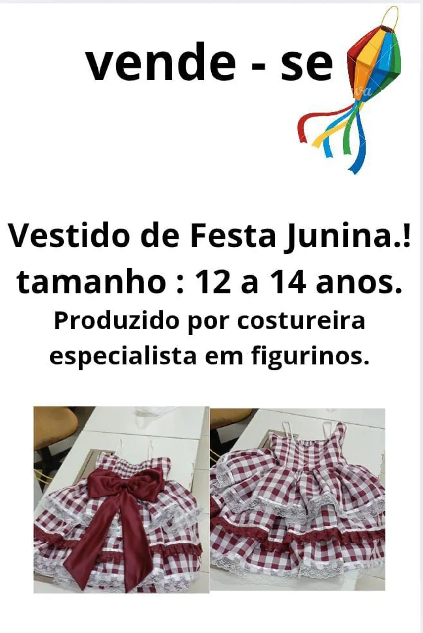 Vestido Festa Junina 12 a 14 anos