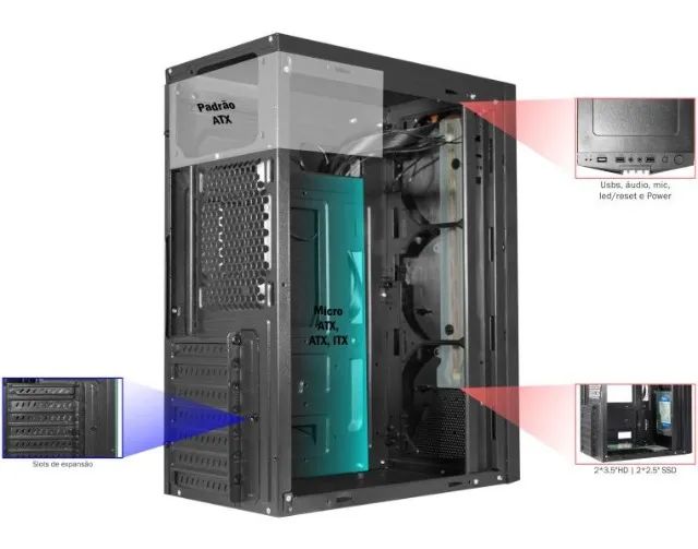 Gabinete Gamer Bifrost Vii Compacto Kmex - Cg-04ah *ENTREGA GRÁTIS* - Foto 5