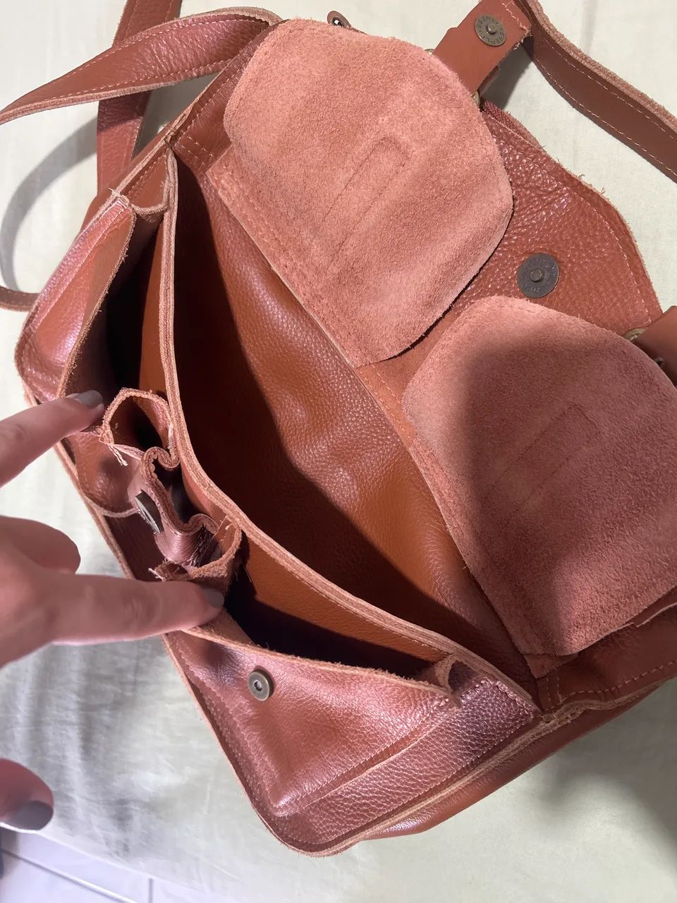 Bolsa caramelo couro legítimo via Mia  - Foto 4