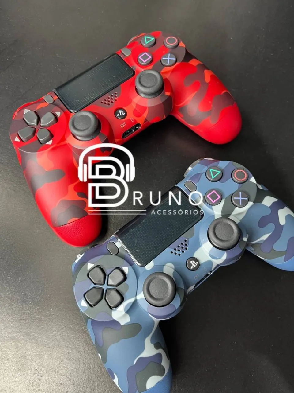 Controle PS4 Camuflado - Red & Blue