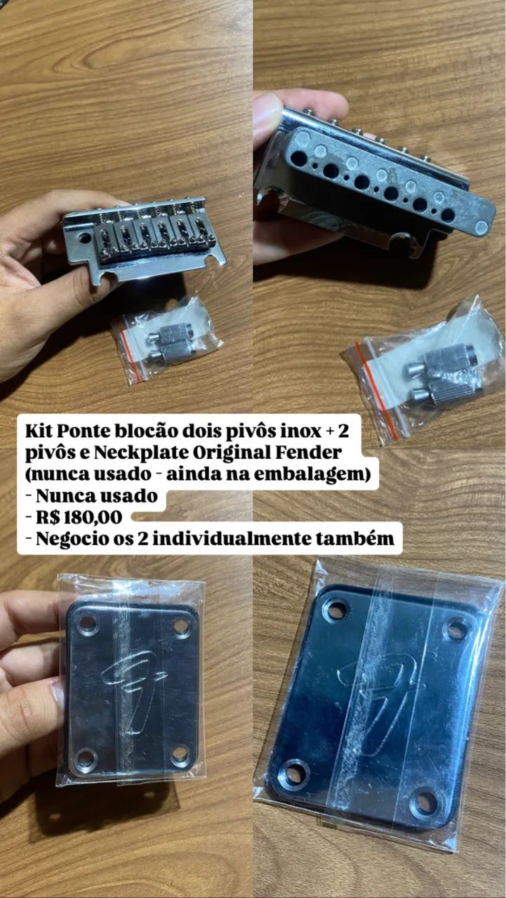 Ponte stratocaster dois pivôs + Neckplate original fender - Foto 4