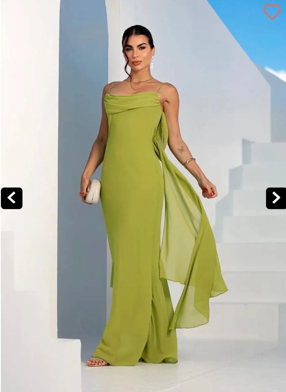 Vestido onlauri fluído c/ Decote meia taça verde - Foto 2