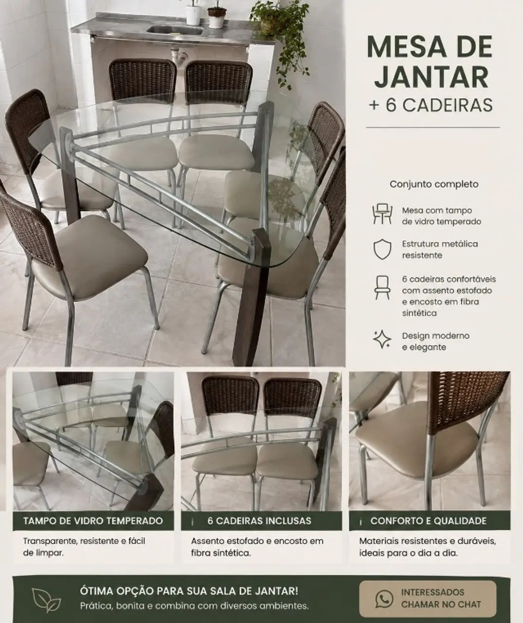 Mesa de jantar com 6 cadeiras
