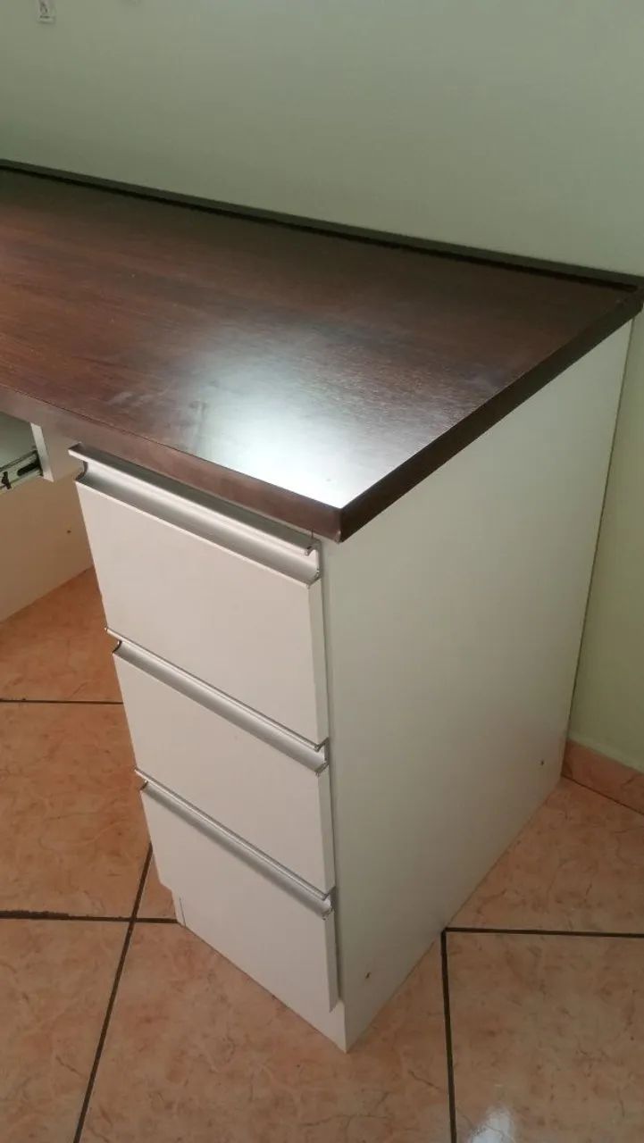 Escrivaninha de escritório (branco e tabaco)  - Foto 5