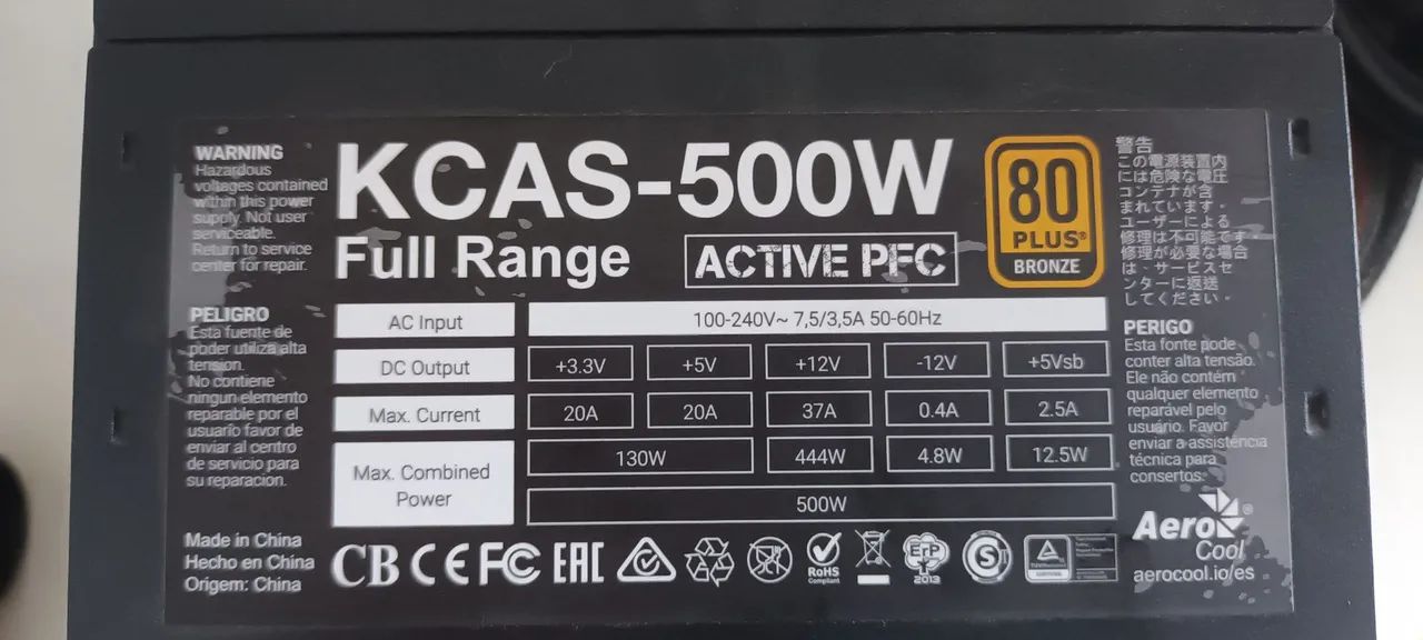Fonte 500W 80plus bronze 