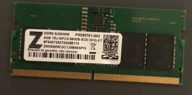 Memória RAM Samsung 8GB DDR5 5600MHz SO-DIMM Notebook - Peças de