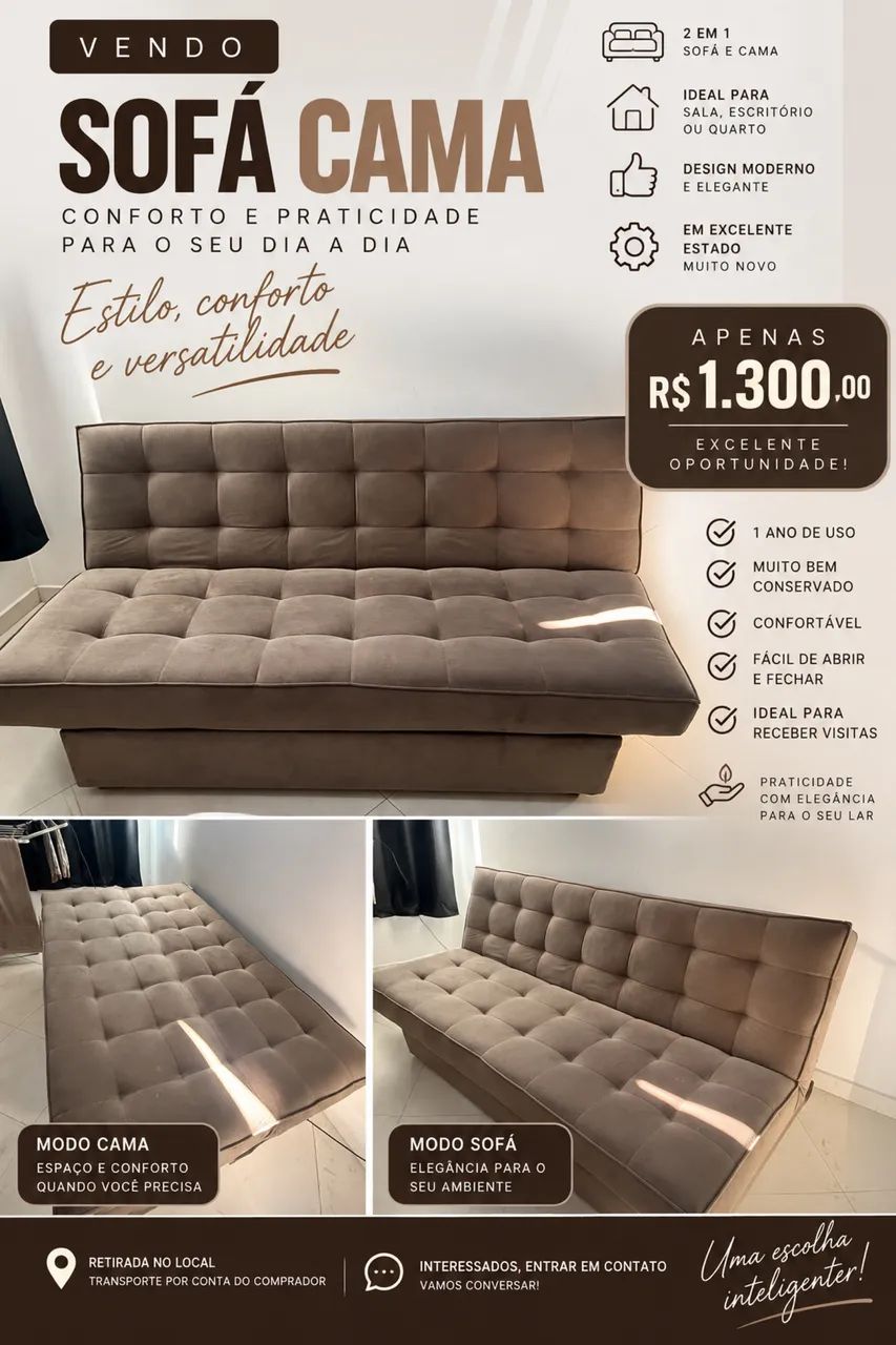 Sofá cama 3 lugares