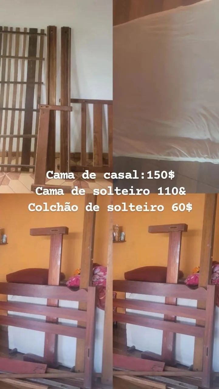 Vendo cama de casal e cama de solteiro também colchão de solteiro 